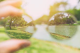 See looking through glasses lens vision