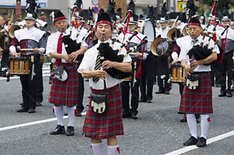 Japanese bagpipe band