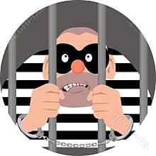 Criminal behind bars icon