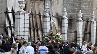 Procession in honor of Virgin Santa Maria la Blanca, Toledo Cathedral, Spain