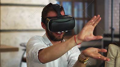 Future Technology Experts Testing Augmented Reality Headset Developer Professionals Developing Futuristic Technology