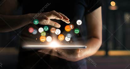 Digital online marketing commerce sale concept.
