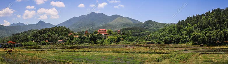 Panoramic view of the Hai Van Pass, Thua Thien-Hue Province, Vietnam