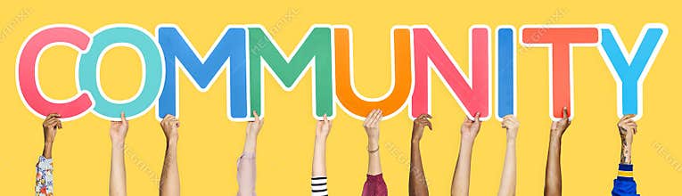 Colorful letters forming the word community