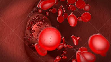 Red blood cell erythrocytes flow through the vein