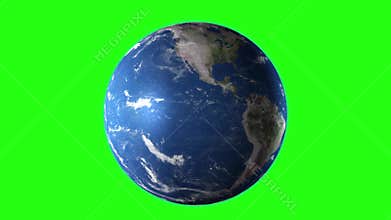 Realistic Earth Rotating, 4K. Perfect for your own background using green screen. High detailed texture