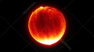 3D animation of supernova star birth. Bright particles form into shiny sphere