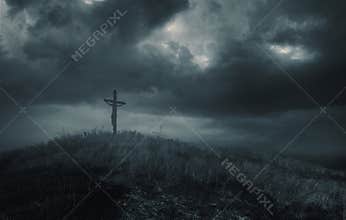 Jesus on the cross with darkness