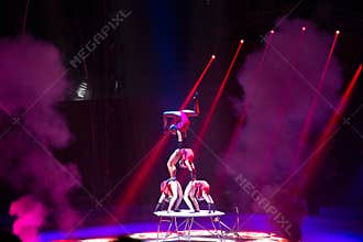 Circus team performance on stage