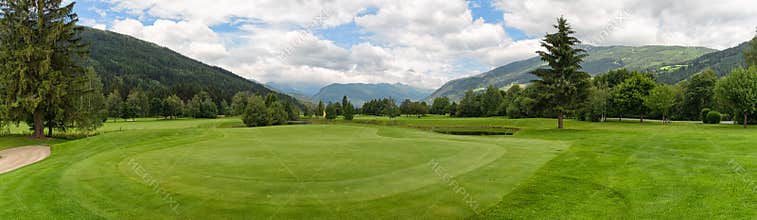 Panoramic view of golf course in Austria