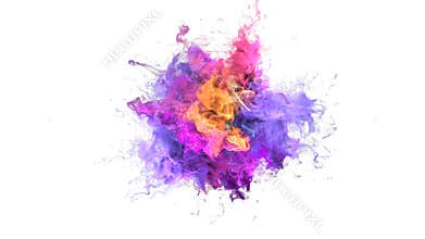 Color Burst - colorful purple yellow smoke explosion fluid particles alpha matte