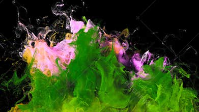 Color Burst - colorful pink green smoke explosion fluid particles alpha matte