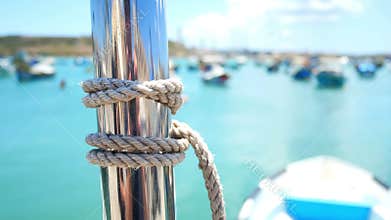 Sea fishing boats waves