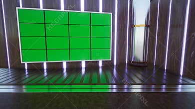 3D Virtual TV Studio News with green screen