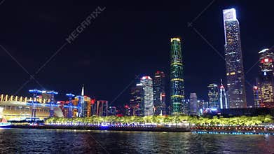 Pearl River new city CBD night view Guangzhou China
