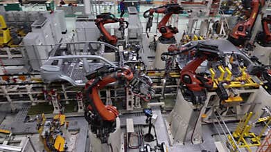 electric car production line, modern factory