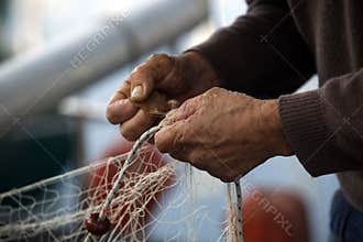 Hands of fisherman