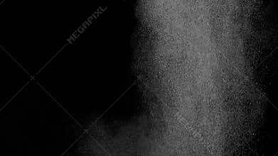 Fantastic pattern of clean water drops flies fast on black