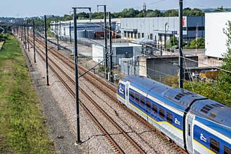ASHFORD, ENGLAND- 18 September 2021: Eurostar train heading to Paris