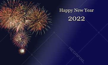 Happy new year 2022 with fireworks