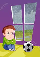 Sad boy for bad weather