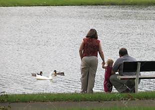 Family at the lake