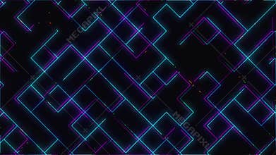 Abstract Futuristic Motion Blue Purple Glowing Diagonal Square Holo Grid Lines Pattern Seamless Loop