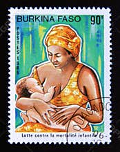 Postage stamp Burkina Faso, 1986. Fight against infant mortality