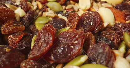 Macro probe shot of trail mix.