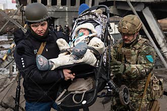 War refugees in Ukraine. People abandon their homes and evacuate