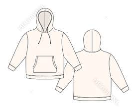 Hoodie template in light color. Apparel hoody technical sketch mockup