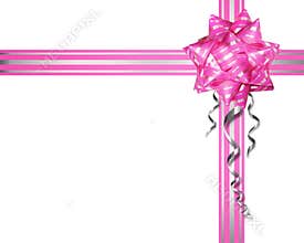 Pink bow on a white background