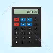 Vector pocket calculator isolated on blue