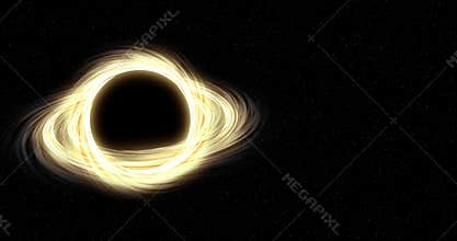 Supermassive black hole in outer space. Loop animation with copy space