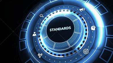 Standards compliant check, Quality assurance and control. Business and technology concept