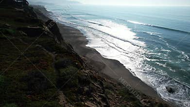 Aerial video of highway one along Pacifica in California