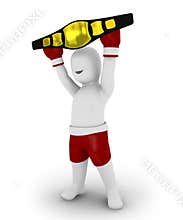 Champion boxing with belt