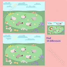 find 10 differences puzzles for children under 6 years old, presented by seasons, summer