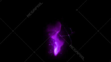 Fantasy purple magic smoke fire effects in the dark with sparkling shinning particle and spiral curve line