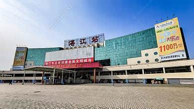 Architectural landscape of railway station in Zhanjiang, Guangdong