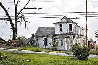 House after tornado damage