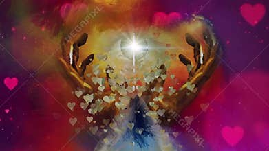 Hands of Creator and All seeing eye