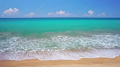 Aerial view of Phuket sea and sand beach in summer season Amazing sea beach with ocean wave foams. Beautiful nature view sea surfa