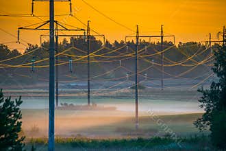 Countryside misty sunrise landscape