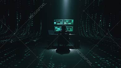Alone hacker in dark space