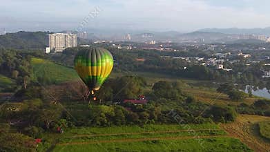 Hot Air Balloon in the air in sunny day