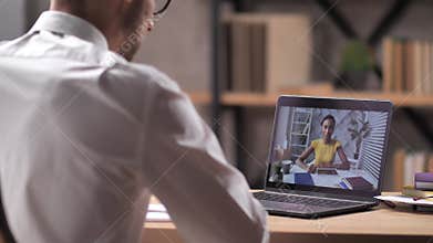 Young female job seeker during online interview