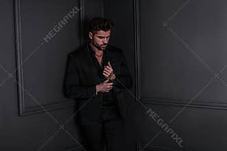 Handsome stylish man in elegant suit