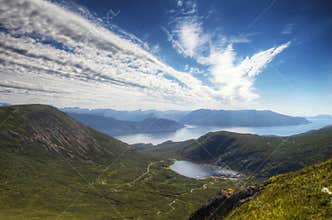 Nice sky trails on a mountain far west in Norway