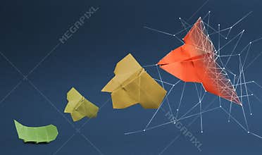 Transformation from caterpillar to butterfly, analog to digitalization, business concept